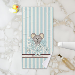 Pastel Blue Stripe Niedlich Baby Koala Kinder Badhandtuch Set