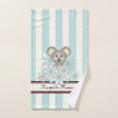 Pastel Blue Stripe Niedlich Baby Koala Kinder Badhandtuch Set (Handtuch)