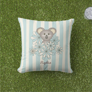 Pastel Blue Stripe Niedlich Baby Koala Kinder Cust Kissen
