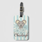 Pastel Blue Stripe Niedlich Baby Koala Kinder Gepäckanhänger (Vorderseite Vertikal)