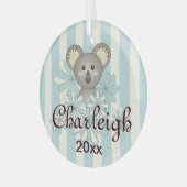 Pastel Blue Stripe Niedlich Baby Koala Kinder Ornament Aus Glas (Vorderseite links)