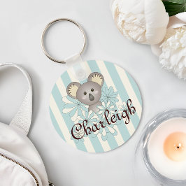 Pastel Blue Stripe Niedlich Baby Koala Kinder Schlüsselanhänger