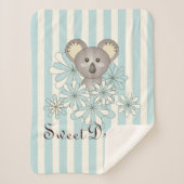 Pastel Blue Stripe Niedlich Baby Koala Kinder Sherpadecke (Vorderseite)