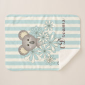 Pastel Blue Stripe Niedlich Baby Koala Kinder Sherpadecke (Vorderseite (Horizontal))