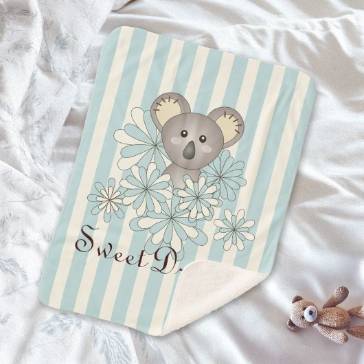 Pastel Blue Stripe Niedlich Baby Koala Kinder Sherpadecke