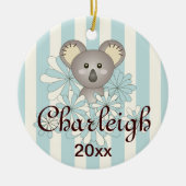 Pastel Blue Stripe Niedlich Baby Koala Kinder Weih Keramik Ornament (Vorne)
