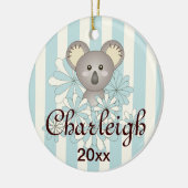 Pastel Blue Stripe Niedlich Baby Koala Kinder Weih Keramik Ornament (Links)