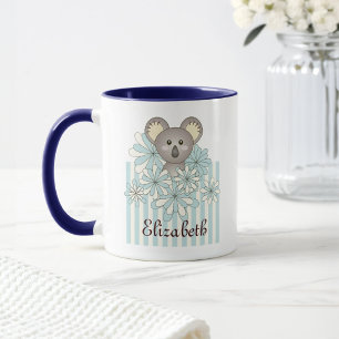 Pastel Blue Stripe Niedlicher Cartoon Baby Koala K Tasse