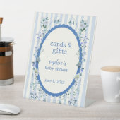 Pastel Blue Stripe Wreath Babyduschkarten & Gesche Sockelschild (In SItu)