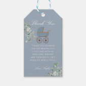 Pastel Blue Stripes Baby Carriage Baby Shower Geschenkanhänger (Vorderseite)