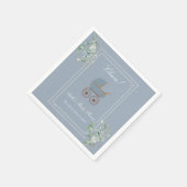 Pastel Blue Stripes Baby Carriage Baby Shower Serviette (Ecke)