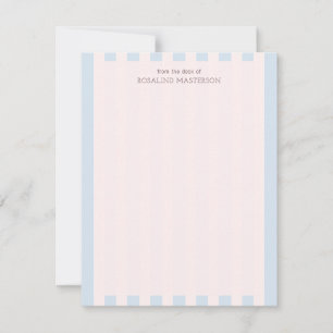 Pastel Blue Stripes Elegantes Monogramm Mitteilungskarte