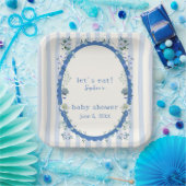 Pastel Blue Stripes Garden Blumen Baby Dusche Pappteller (Party)