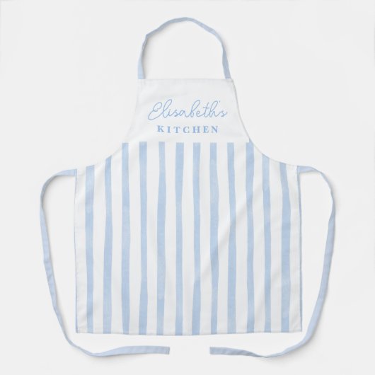 Pastel Blue Stripes Name Apron Schürze (Vorderseite)