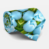 Pastel Blue Tulip Muster Krawatte (Gerollt)
