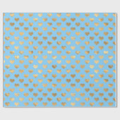 Pastel Blue und Gold Liebe Hearts Geschenkpapier (Flach)