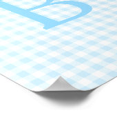 Pastel Blue und White Gingham Monogram Poster (Ecke)