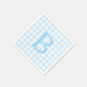 Pastel Blue und White Gingham Monogram Serviette (Ecke)