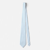 Pastel Blue und White Gingham Pattern Krawatte (Vorderseite)