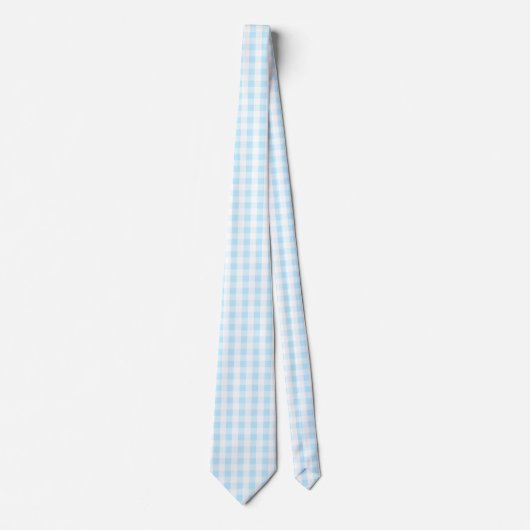 Pastel Blue und White Gingham Pattern Krawatte (Vorderseite)