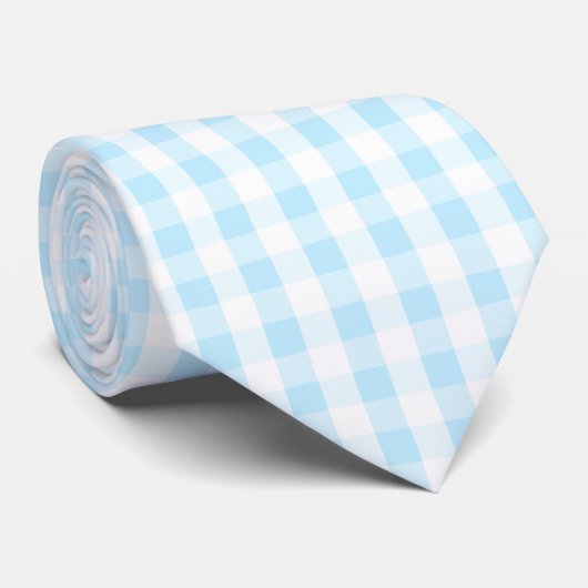 Pastel Blue und White Gingham Pattern Krawatte (Gerollt)