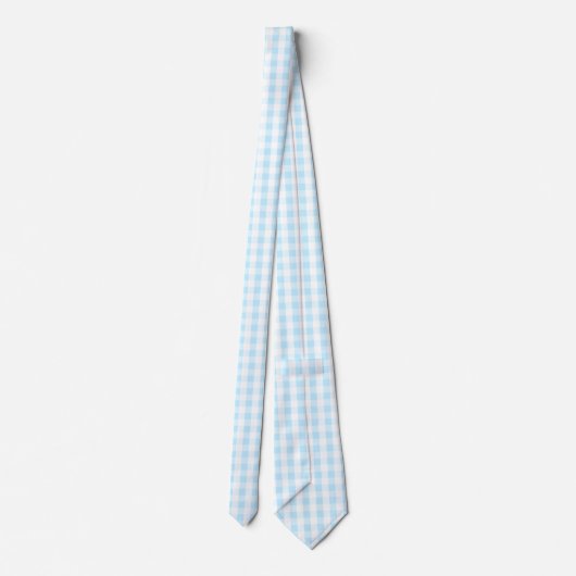 Pastel Blue und White Gingham Pattern Krawatte (Rückseite)
