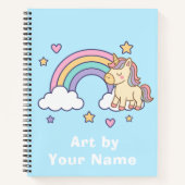 Pastel Blue Unicorn Rainbow Personalized Notizblock (Vorderseite)