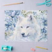 Pastel Blue Victorian Florals & White Wolf Head Seidenpapier (Basteln)