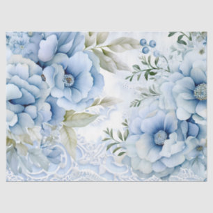 Pastel Blue Viktorianisch Florals & Lace Decoupage Seidenpapier