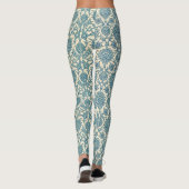 Pastel Blue Vintag Arabisch Rug Botanisches Muster Leggings (Rückseite)