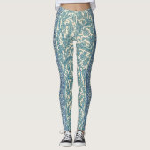 Pastel Blue Vintag Arabisch Rug Botanisches Muster Leggings (Vorderseite)