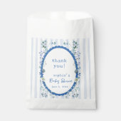 Pastel Blue Vintag Striped Garden Baby Dusche Geschenktütchen (Vorderseite)