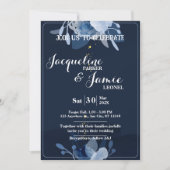 Pastel Blue Watercolor Floral Greenery Wedding  Einladung (Vorderseite)