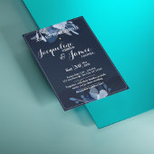 Pastel Blue Watercolor Floral Greenery Wedding  Einladung