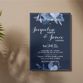 Pastel Blue Watercolor Floral Greenery Wedding  Einladung