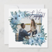 Pastel Blue Watercolor Rose Elegante Verlobung (Vorderseite)