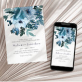 Pastel Blue Watercolor Rose Hochzeit Einladung