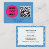 Pastel Blue Wave QR Scan Company Business Card Visitenkarte (Vorne/Hinten)