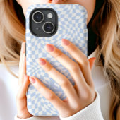 Pastel Blue Wavy Checked Mit Monogramm Case-Mate iPhone Hülle