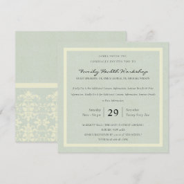 PASTEL BLUE WHITE DAMASK CLASSIC WORKSHOP EVENT EINLADUNG