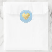 Pastel Blue White Gold Foil Heart Baby Dusche Runder Aufkleber (Tasche)