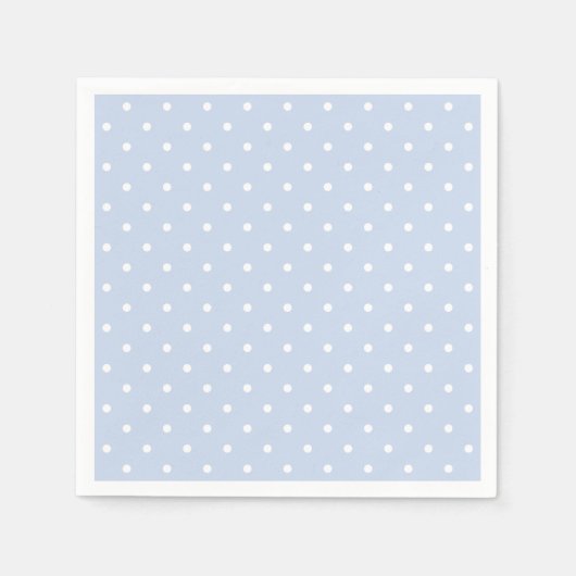 Pastel Blue White Polka Dot Muster Serviette (Vorderseite)
