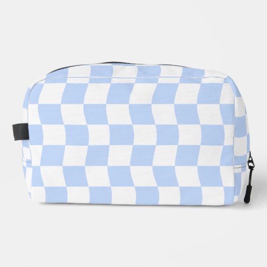Pastel Blue White Retro Checkerboard Pattern Bag Waschbeutel (Vorderseite)