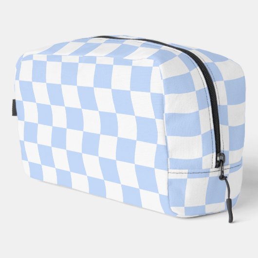 Pastel Blue White Retro Checkerboard Pattern Bag Waschbeutel (Rechte Ecke)