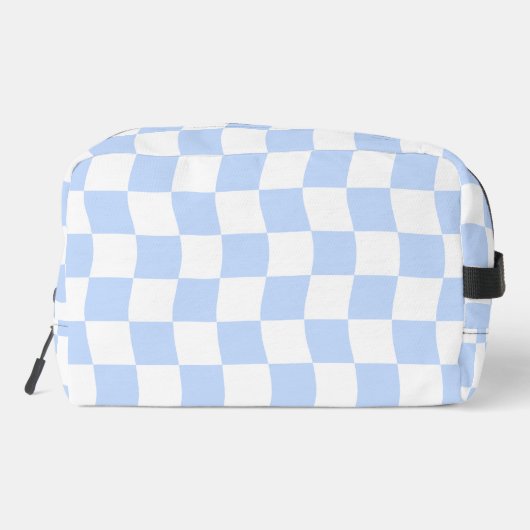 Pastel Blue White Retro Checkerboard Pattern Bag Waschbeutel (Rückseite)