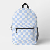 Pastel Blue White Retro Checkerboard Pattern Bedruckter Rucksack (Vorderseite)