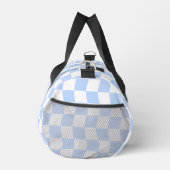 Pastel Blue White Retro Checkerboard Pattern Duffle Bag (Rechts)