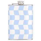 Pastel Blue White Retro Checkerboard Pattern Flachmann (Vorderseite)