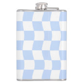 Pastel Blue White Retro Checkerboard Pattern Flachmann (Rückseite)