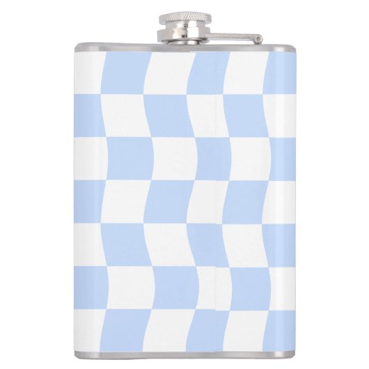 Pastel Blue White Retro Checkerboard Pattern Flachmann (Rückseite)